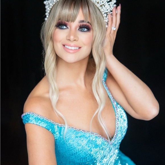 Jovani couture aqua dress gown pageant custom size 4